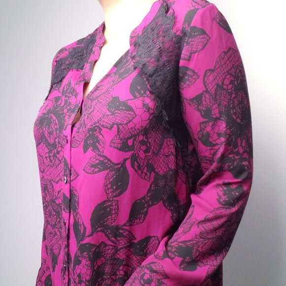 3/30$🔥Worthington Pink Black Prt Long Sleeve Top - Picture 5 of 11